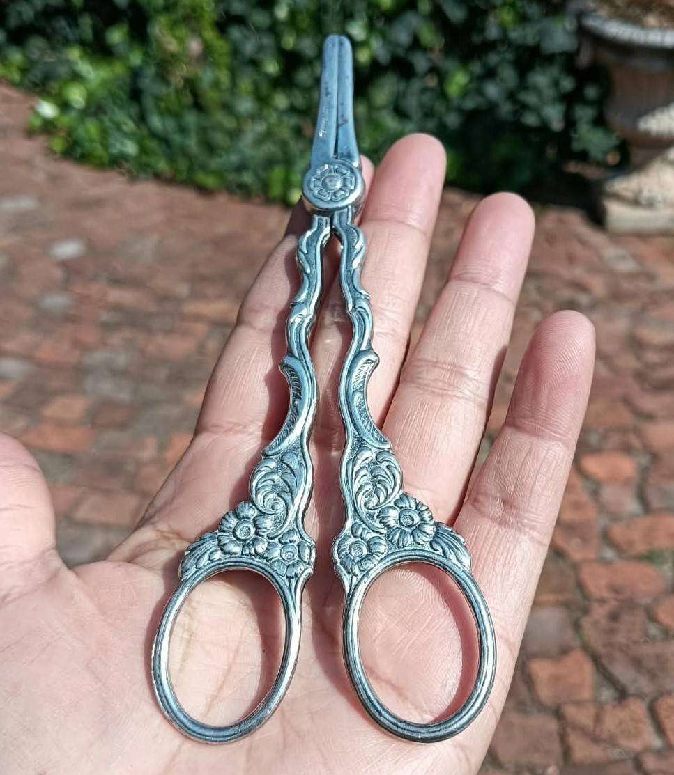 Vintage Swedish Grape Scissors with High Grade Silverplated Mark