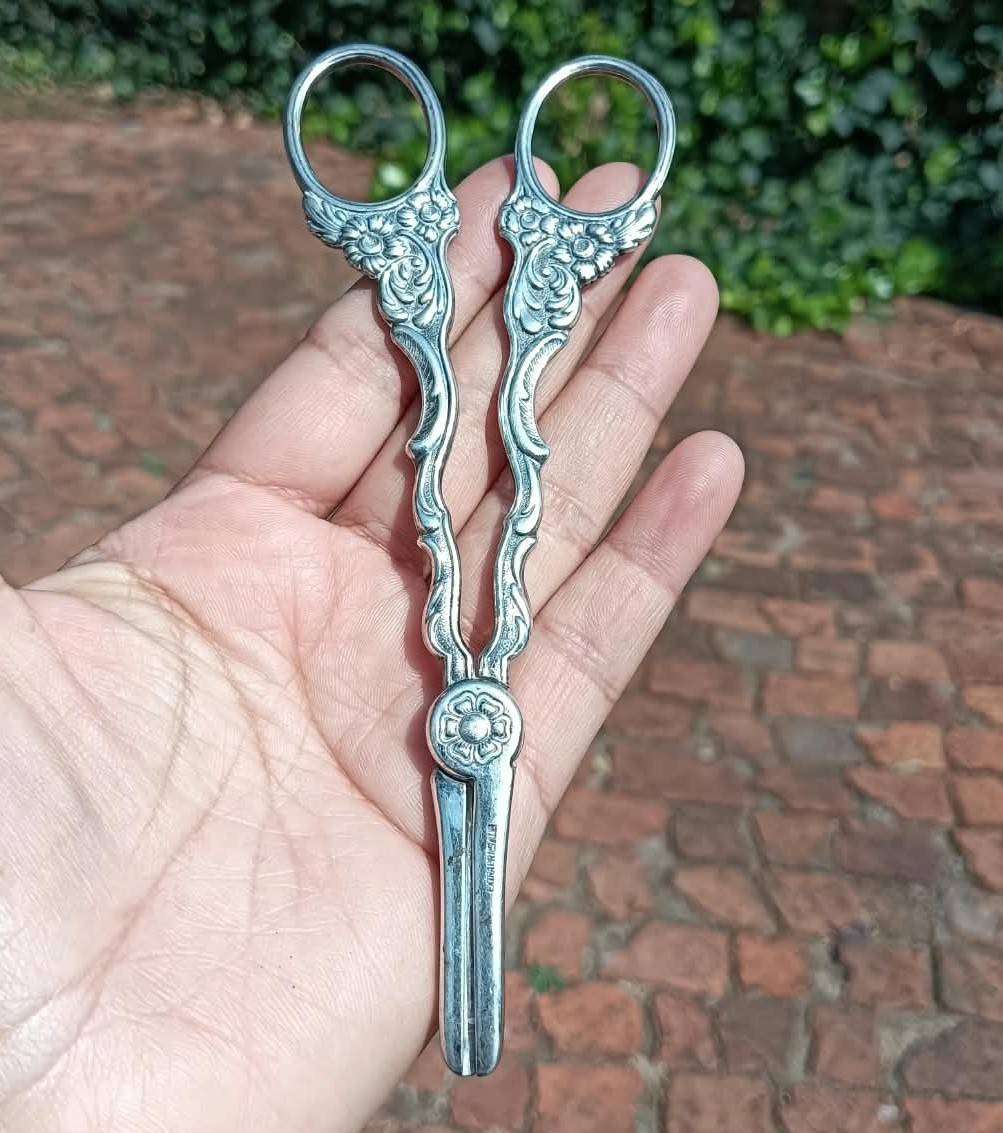Vintage Swedish Grape Scissors with High Grade Silverplated Mark