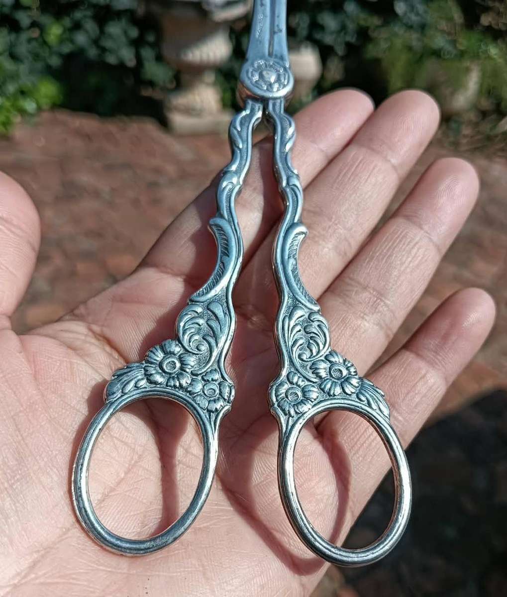 Vintage Swedish Grape Scissors with High Grade Silverplated Mark