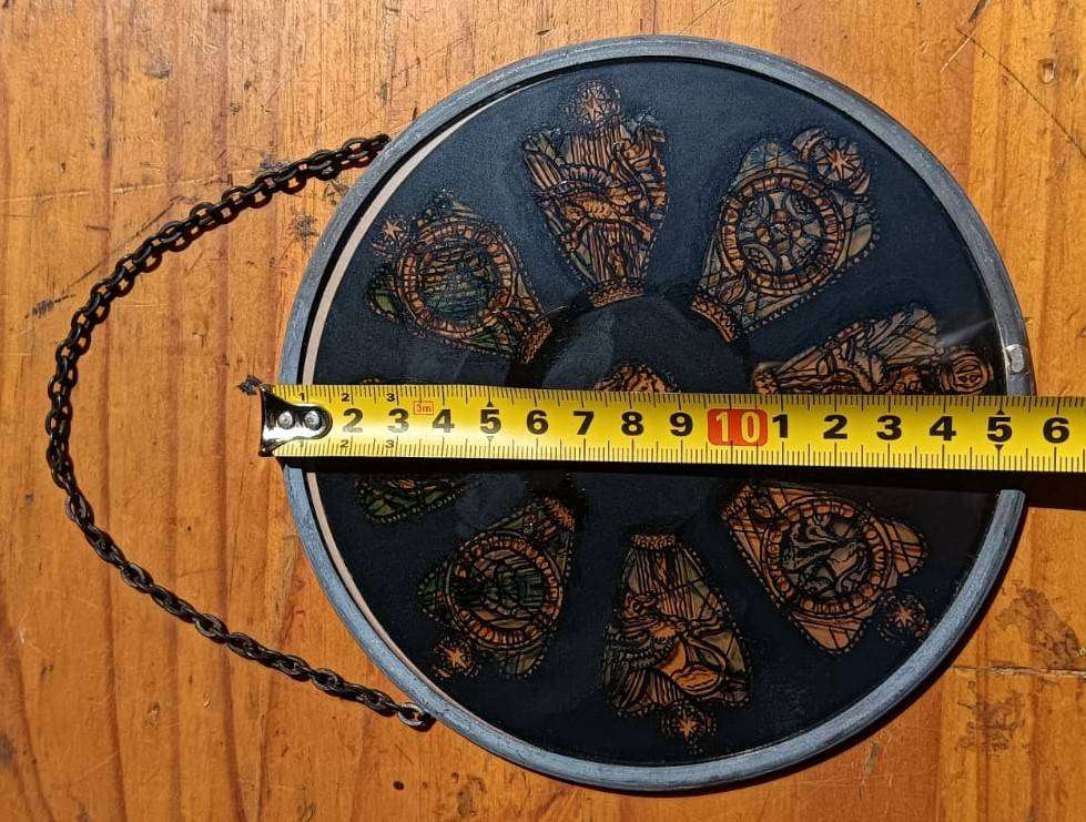 Stained Glass Suncatcher with Angels, Parrots and Flying Lions 15cm Diameter