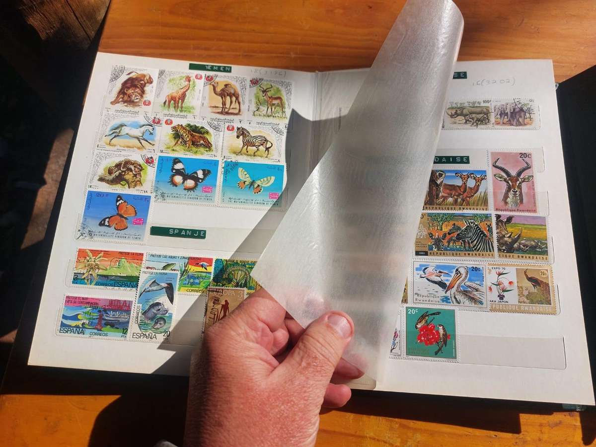 Stamp Album with Green Binding - Vintage 1970s  2nd of 3 Stamp Albums on Auction