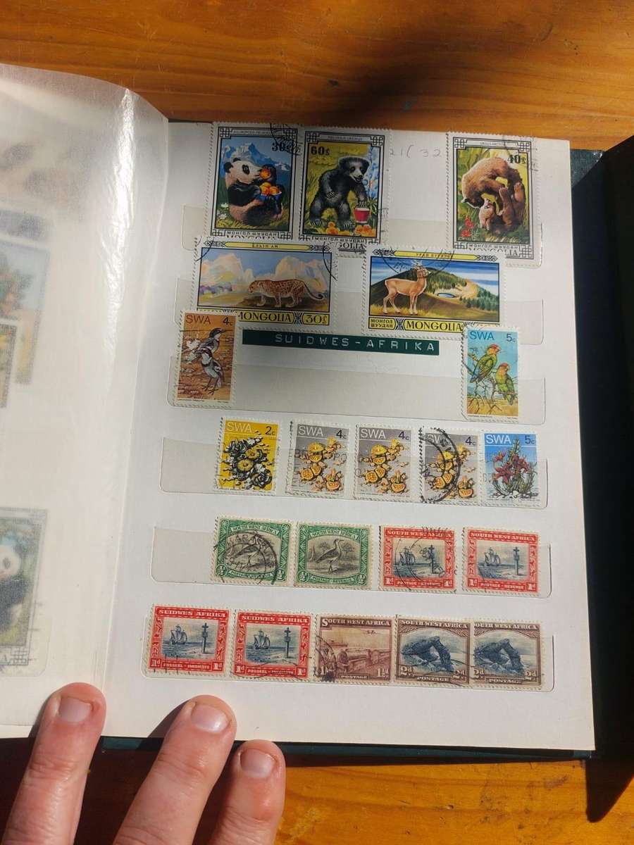 Stamp Album with Green Binding - Vintage 1970s  2nd of 3 Stamp Albums on Auction