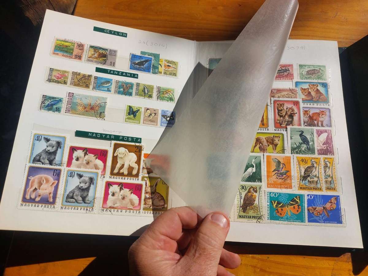 Stamp Album with Green Binding - Vintage 1970s  2nd of 3 Stamp Albums on Auction