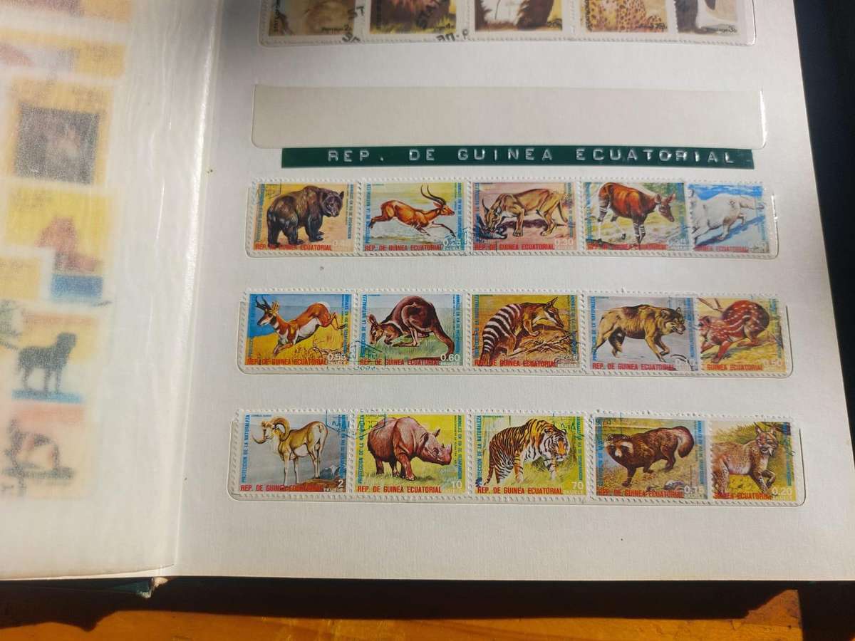 Stamp Album with Green Binding - Vintage 1970s  2nd of 3 Stamp Albums on Auction