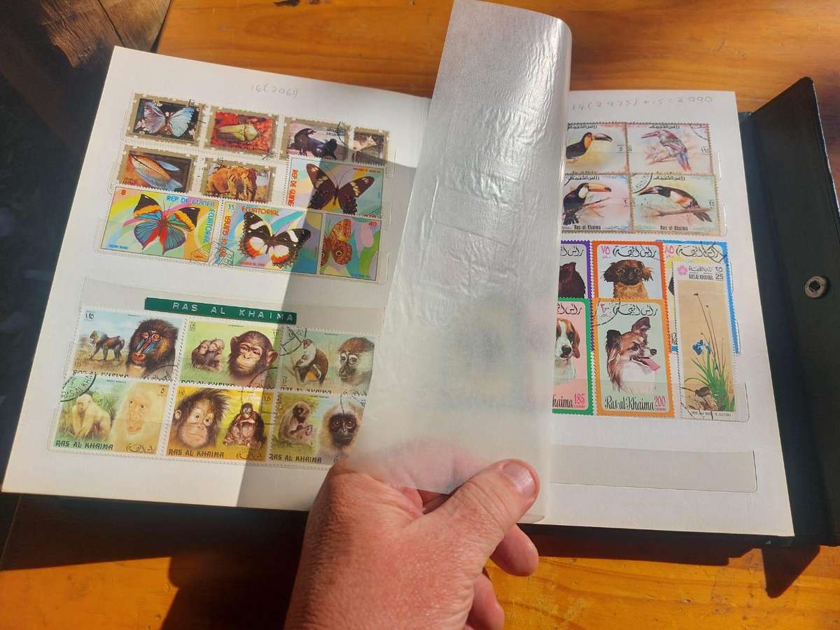 Stamp Album with Green Binding - Vintage 1970s  2nd of 3 Stamp Albums on Auction