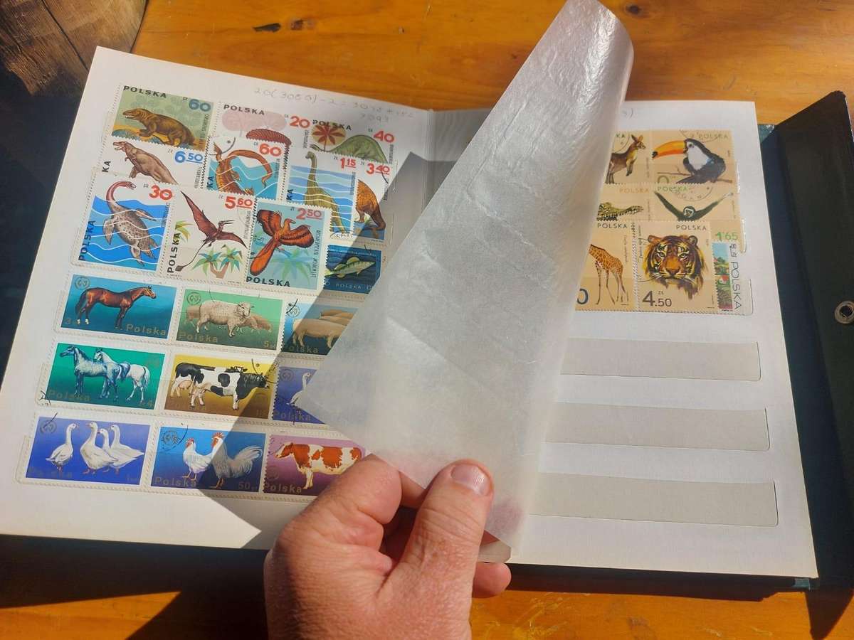 Stamp Album with Green Binding - Vintage 1970s  2nd of 3 Stamp Albums on Auction