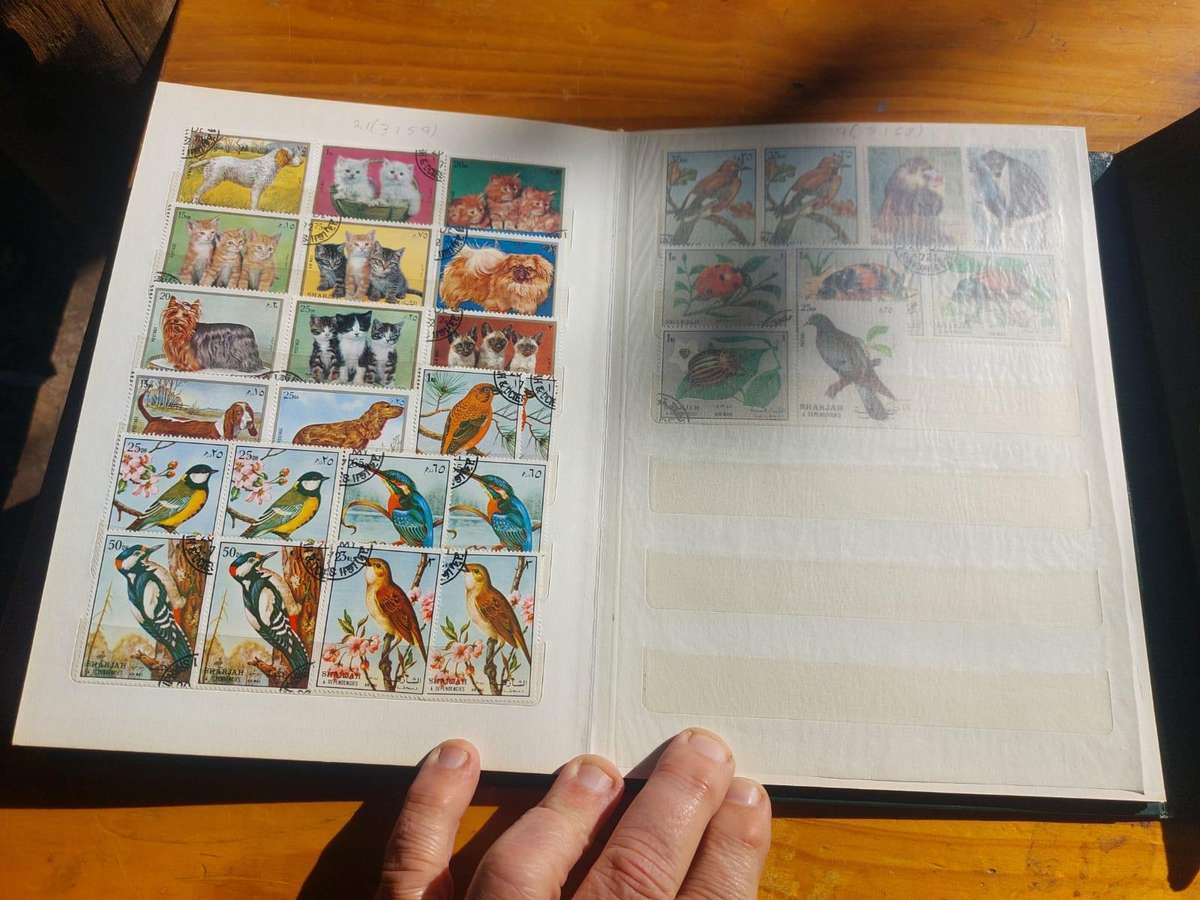 Stamp Album with Green Binding - Vintage 1970s  2nd of 3 Stamp Albums on Auction