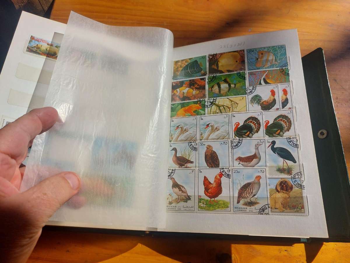 Stamp Album with Green Binding - Vintage 1970s  2nd of 3 Stamp Albums on Auction