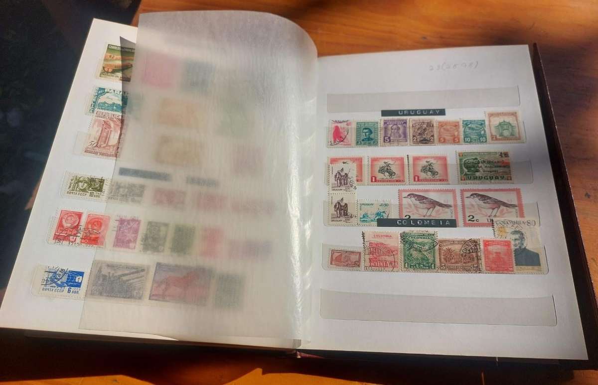 Stamp Album with Red Binding - Vintage 1970s  1st of 3 Stamp Albums on Auction