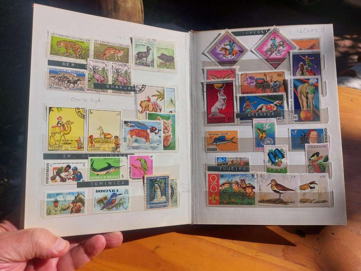 Stamp Album with Red Binding - Vintage 1970s  1st of 3 Stamp Albums on Auction