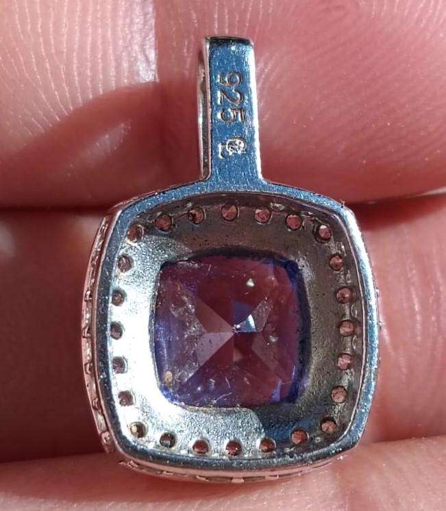 CL (Common Lines) Sterling Silver and Blue and White Rhinestone Pendant 4.2g