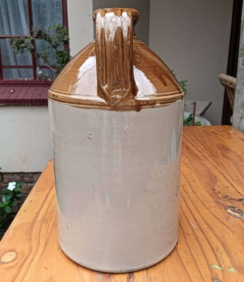 Old "Central Bottle Store Pretoria" Stoneware Shoulder Jug with Handle 1.5 Gallons 33cm High