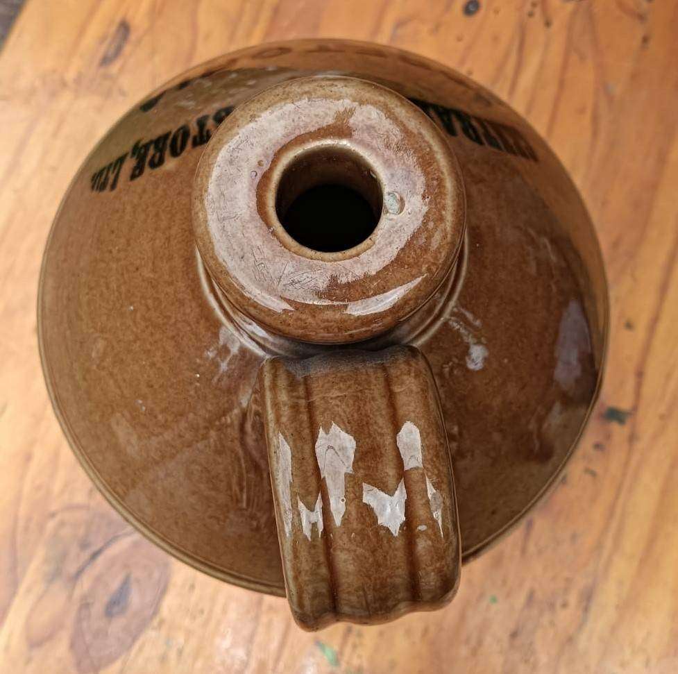 Old "Central Bottle Store Pretoria" Stoneware Shoulder Jug with Handle 1.5 Gallons 33cm High