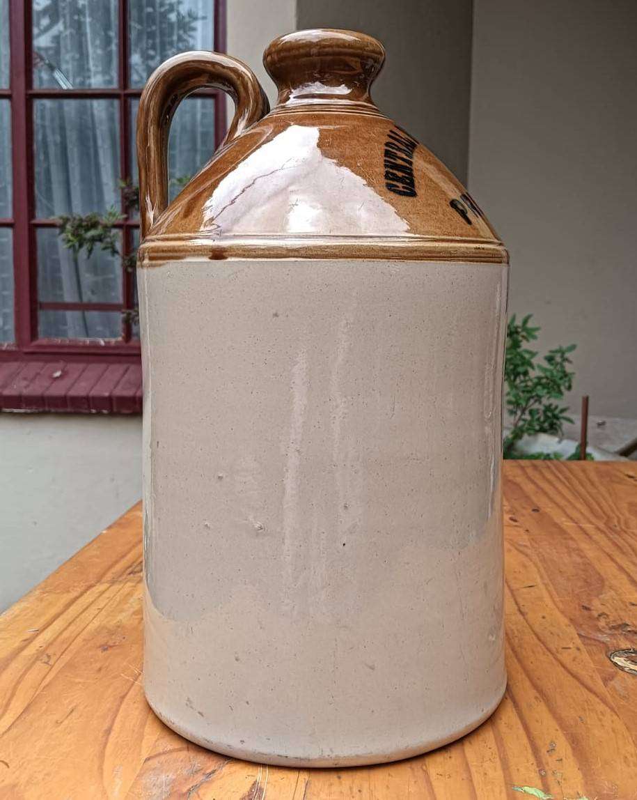 Old "Central Bottle Store Pretoria" Stoneware Shoulder Jug with Handle 1.5 Gallons 33cm High