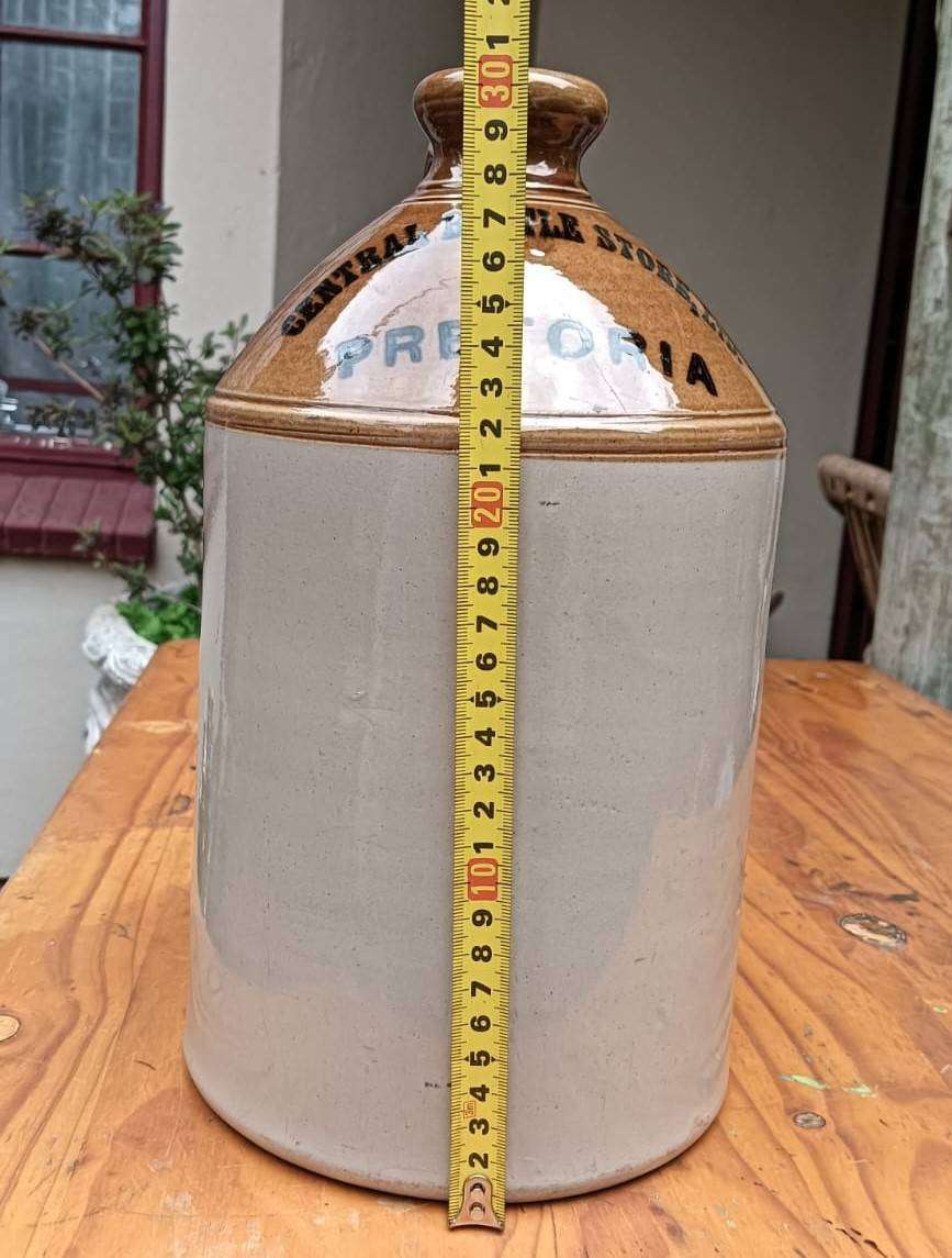 Old "Central Bottle Store Pretoria" Stoneware Shoulder Jug with Handle 1.5 Gallons 33cm High