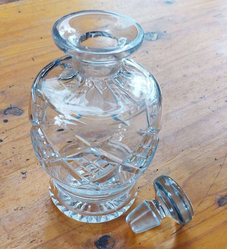 Stuart England (Royal Warrant) Crystal Diamond Cut Decanter Bell Shaped with Acid Etched Mark