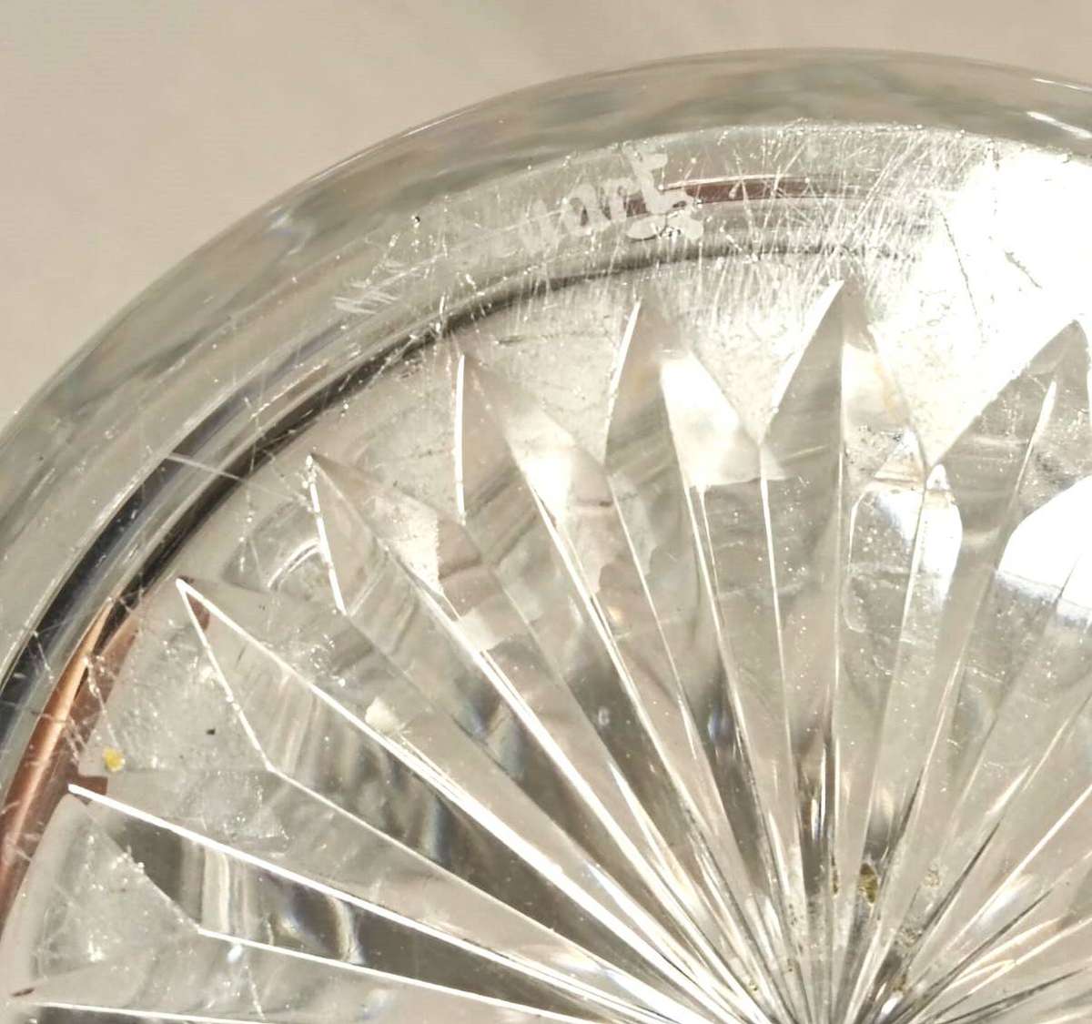 Stuart England (Royal Warrant) Crystal Diamond Cut Decanter Bell Shaped with Acid Etched Mark