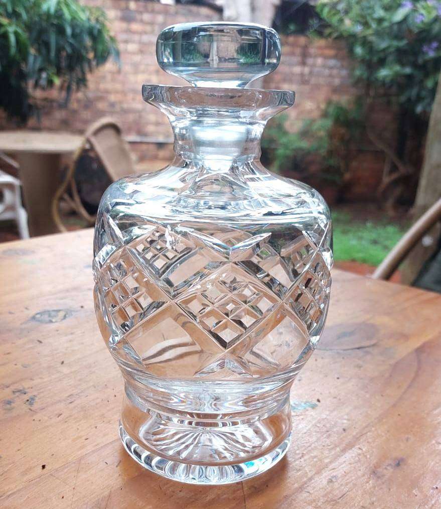 Stuart England (Royal Warrant) Crystal Diamond Cut Decanter Bell Shaped with Acid Etched Mark