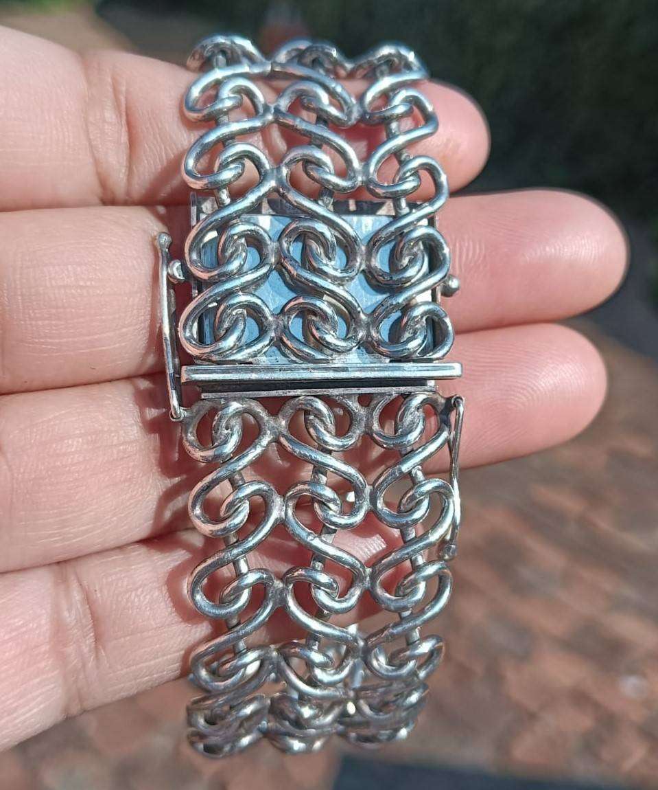 Swedish 830 Silver Viking Style Chainmail Bracelet  Full Hallmarks - 55.67g