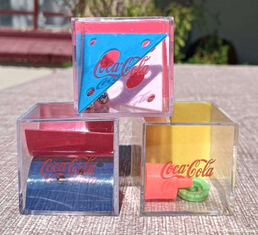 Three Coca-Cola Brain Teazer Games 4cm Cubes