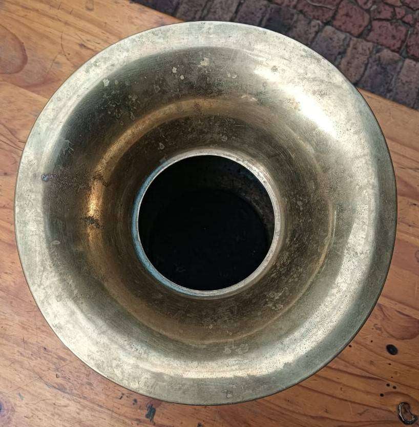 Vintage Copper and Brass Union Pacific Railroad Embossed Spittoon  Weighted Disc on Inside