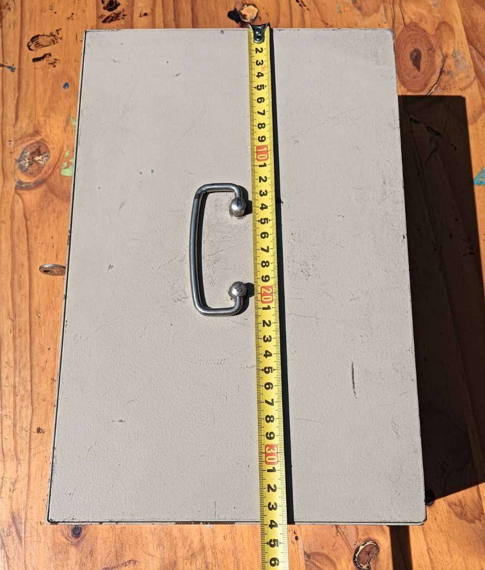 Vintage 1960s Portable Metal Money Box with Drawers (one half hidden) and Key Heavy 4.8kg