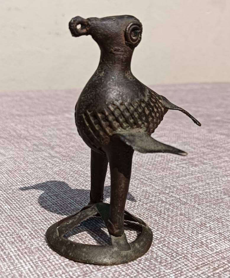 Antique Bronze Dhokra Kondh Tribal (West Bengal) Peacock Totem Statue Small 9cm High