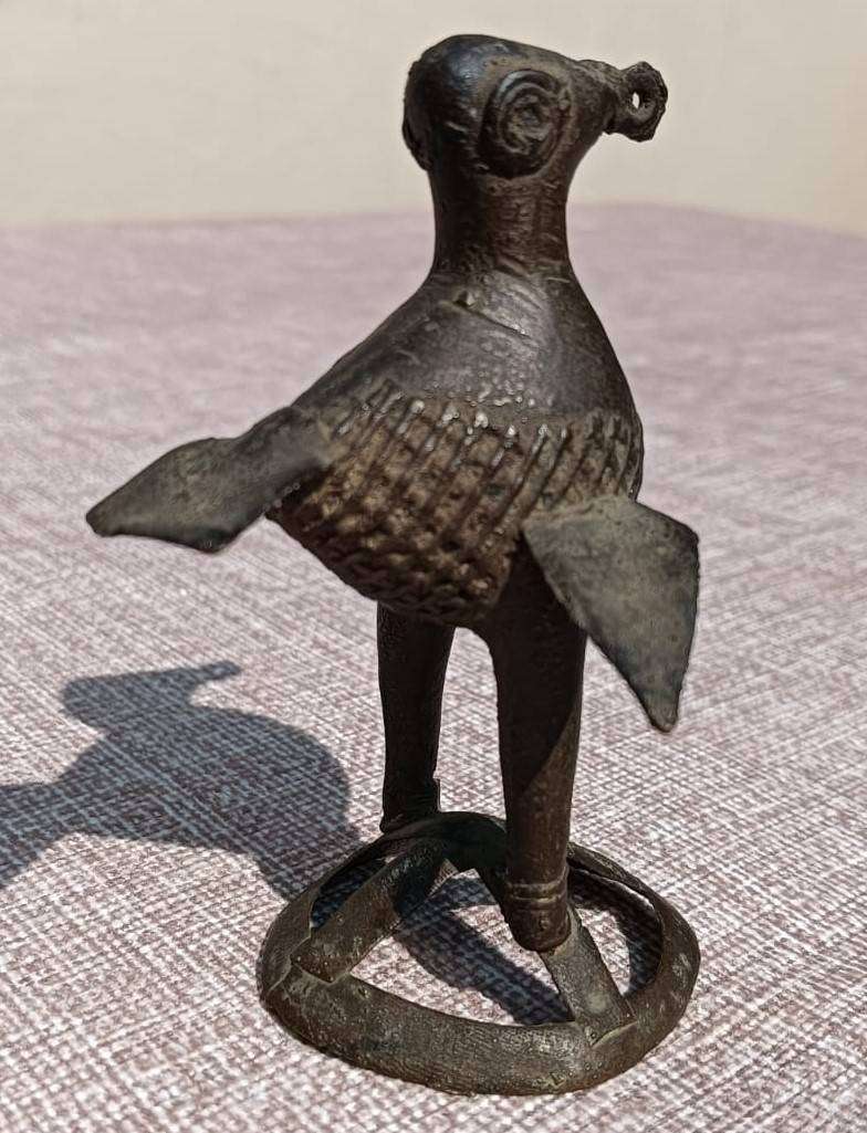 Antique Bronze Dhokra Kondh Tribal (West Bengal) Peacock Totem Statue Small 9cm High