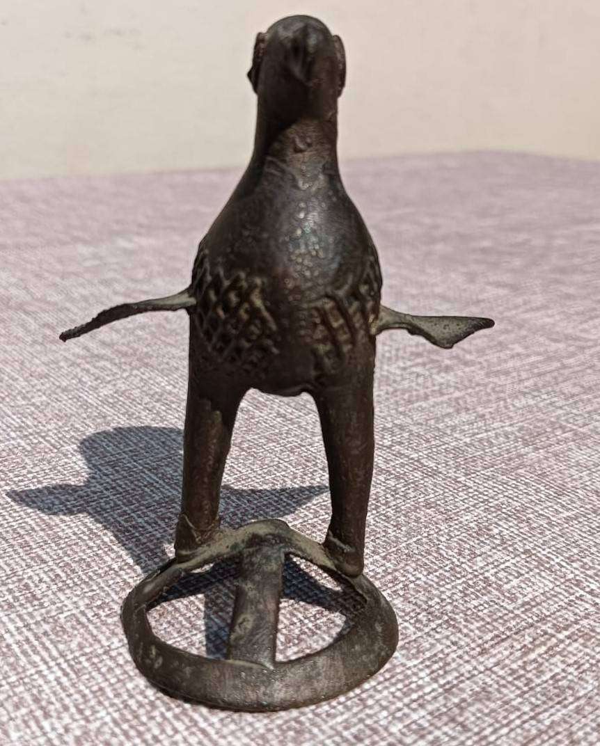 Antique Bronze Dhokra Kondh Tribal (West Bengal) Peacock Totem Statue Small 9cm High