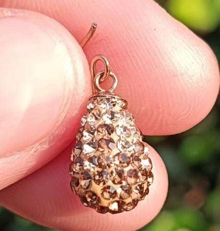 Vintage 375 (9ct) Gold and Rhinestone Fruit Pear Shaped French Hook Earrings Total Weight 1.67g