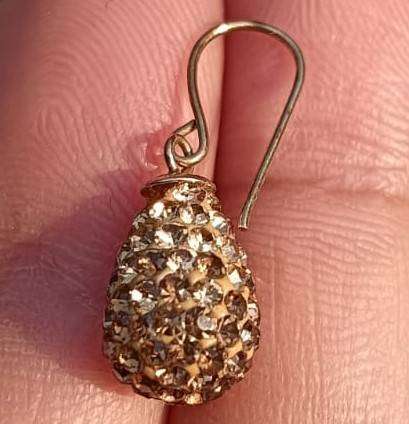 Vintage 375 (9ct) Gold and Rhinestone Fruit Pear Shaped French Hook Earrings Total Weight 1.67g