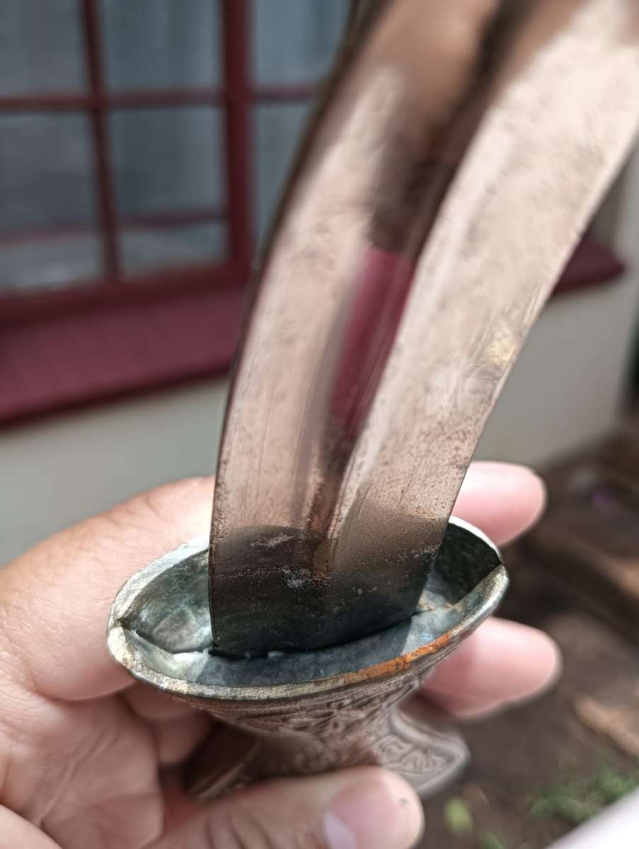 Vintage Omani Khanjar Jambiya Dagger with Intricately Relief Decorated Sheath