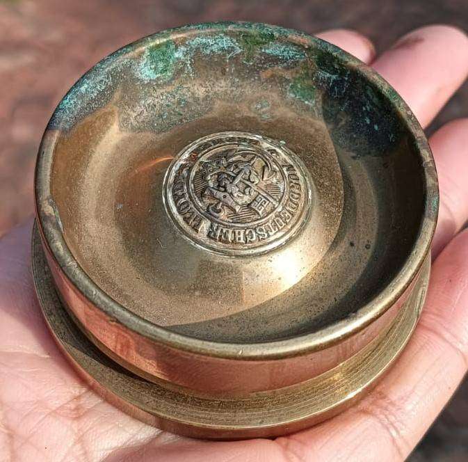 WW2 1944 Bofors 40mm Brass Shell Casing Base - German Norddeutcher Lloyd Bremen Ships Button Center