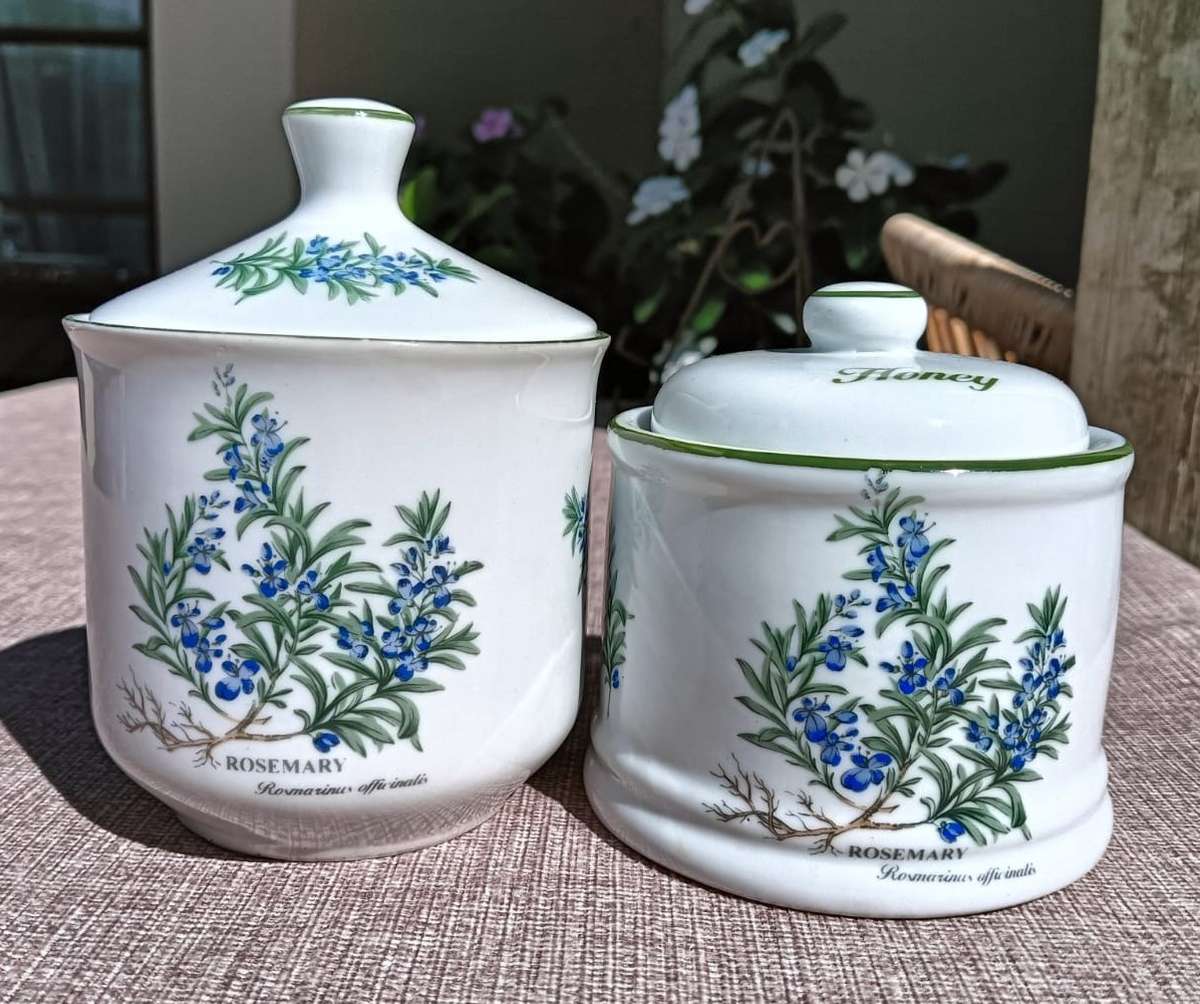 WIESENTHAL GERMANY HERB GARDEN ROSEMARY PORCELAIN CONTAINERS