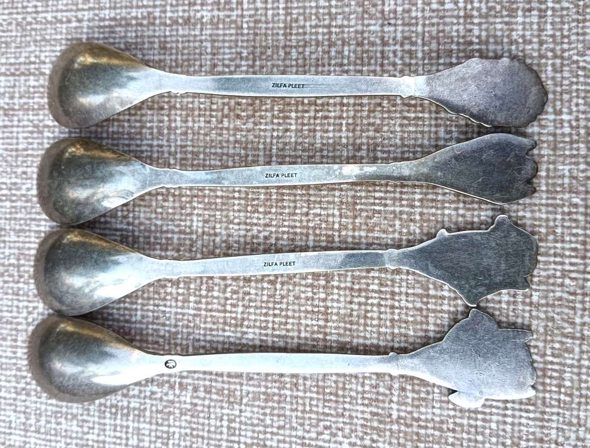 Enamelled Dutch Voorschoten Silverplated Spoons Vintage Mid Twentieth Century