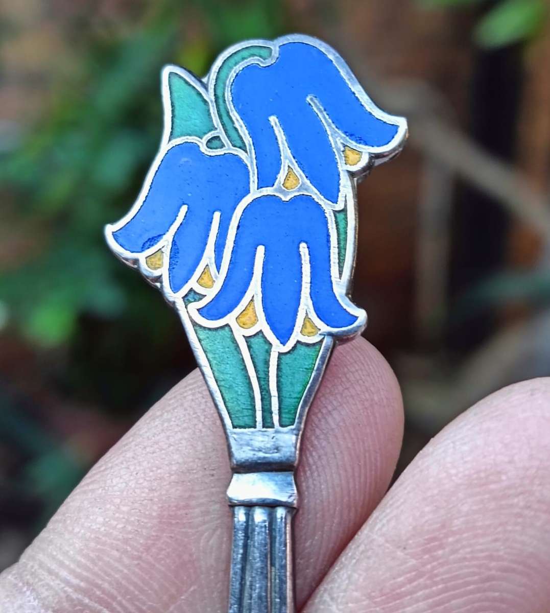 Enamelled Dutch Voorschoten Silverplated Spoons Vintage Mid Twentieth Century