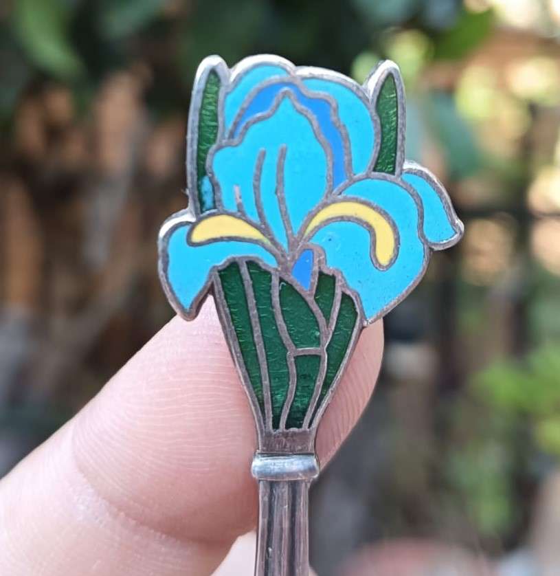 Enamelled Dutch Voorschoten Silverplated Spoons Vintage Mid Twentieth Century