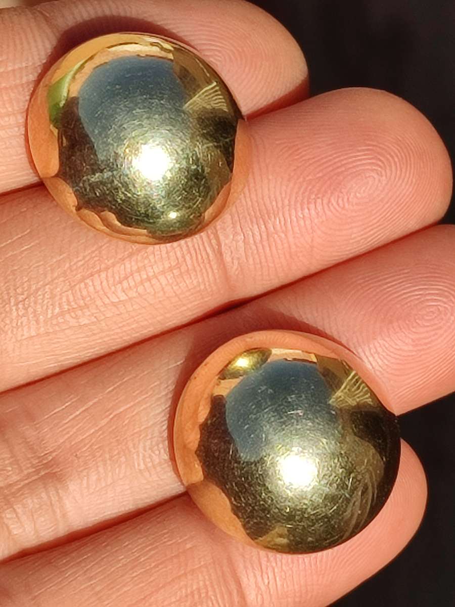 9ct Gold Large Vintage Button Dome Earrings