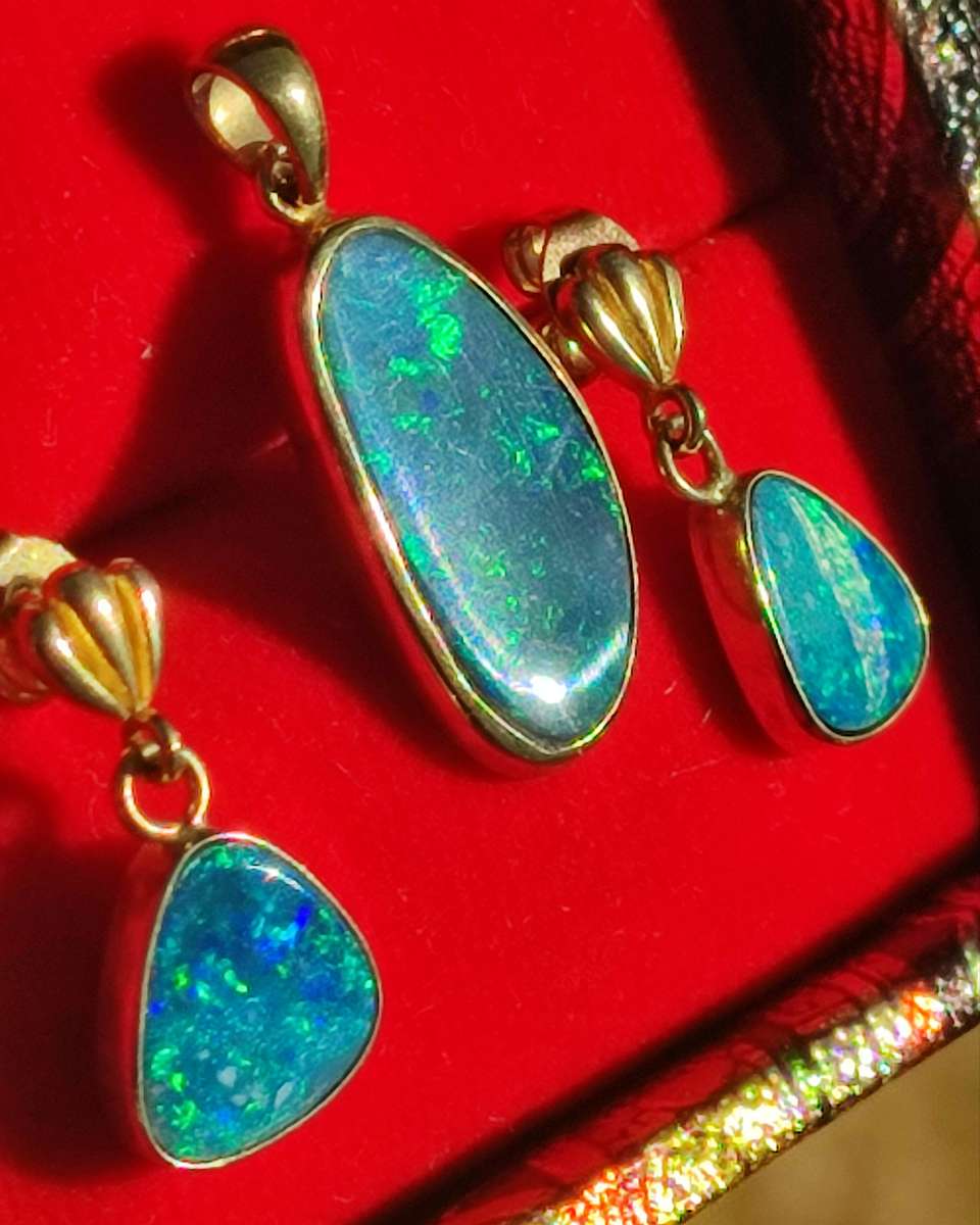 Opal Gold on Sterling Vintage Set