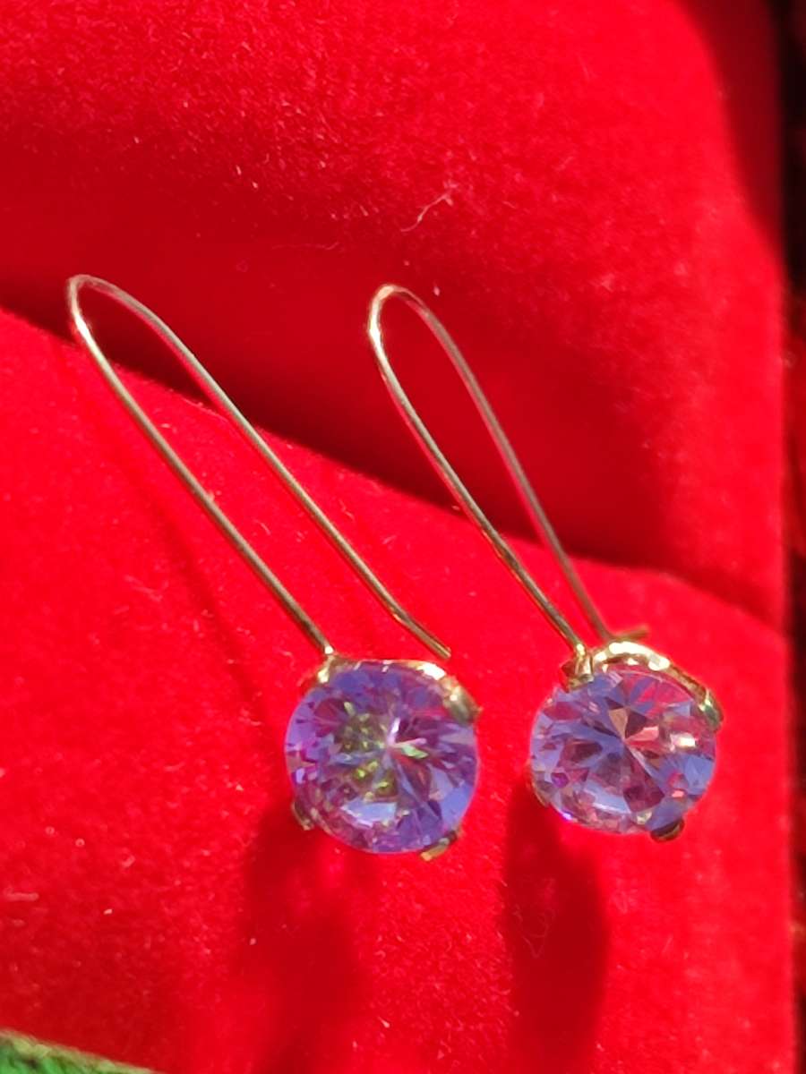 9ct Gold Fine Amethyst Drop Earrings