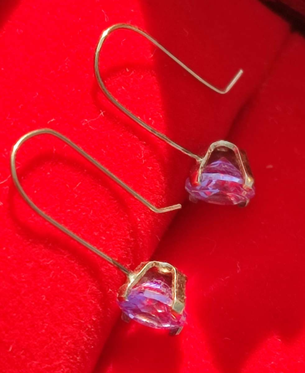 9ct Gold Fine Amethyst Drop Earrings