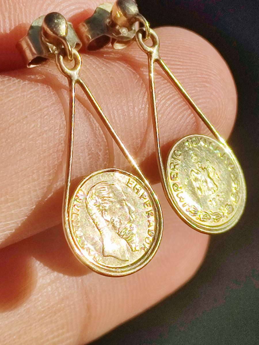 9ct Gold Imperio Drop Coin Earrings
