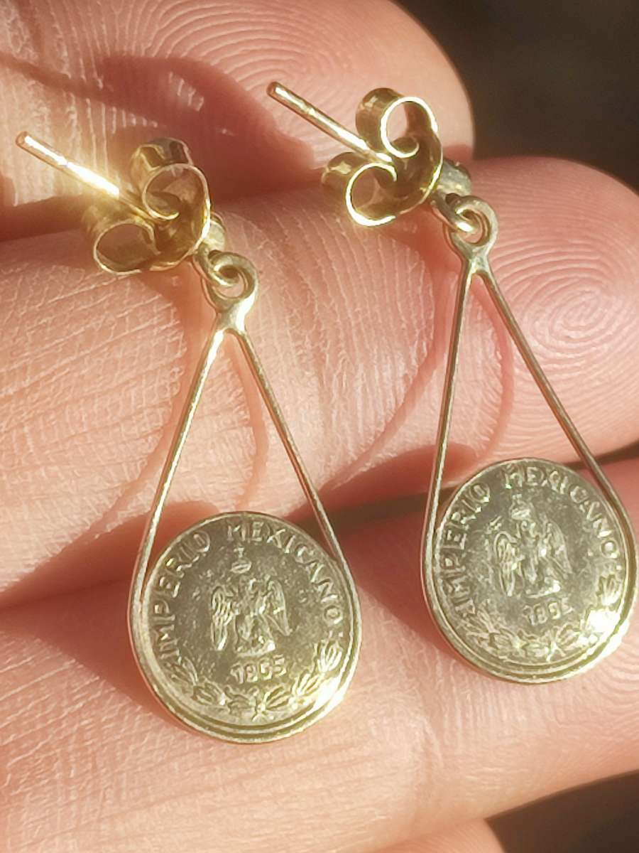 9ct Gold Imperio Drop Coin Earrings