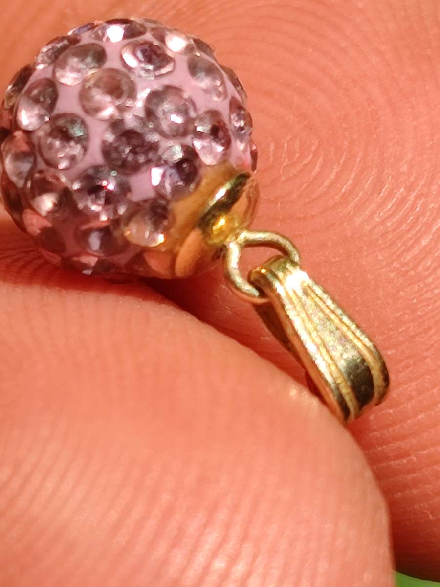 9ct Gold Purple Crystal Ball Pendant