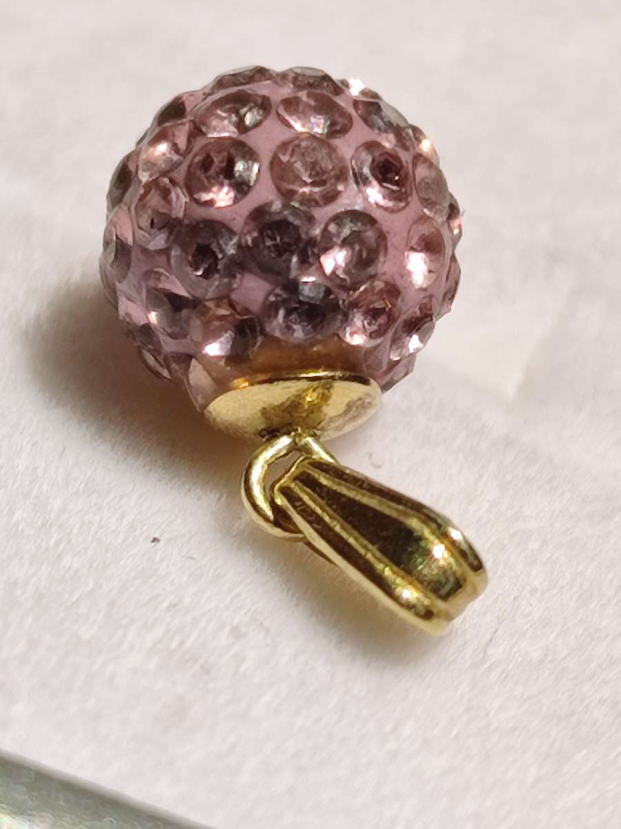 9ct Gold Purple Crystal Ball Pendant