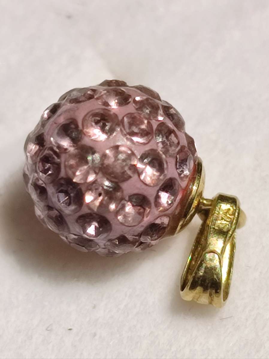 9ct Gold Purple Crystal Ball Pendant