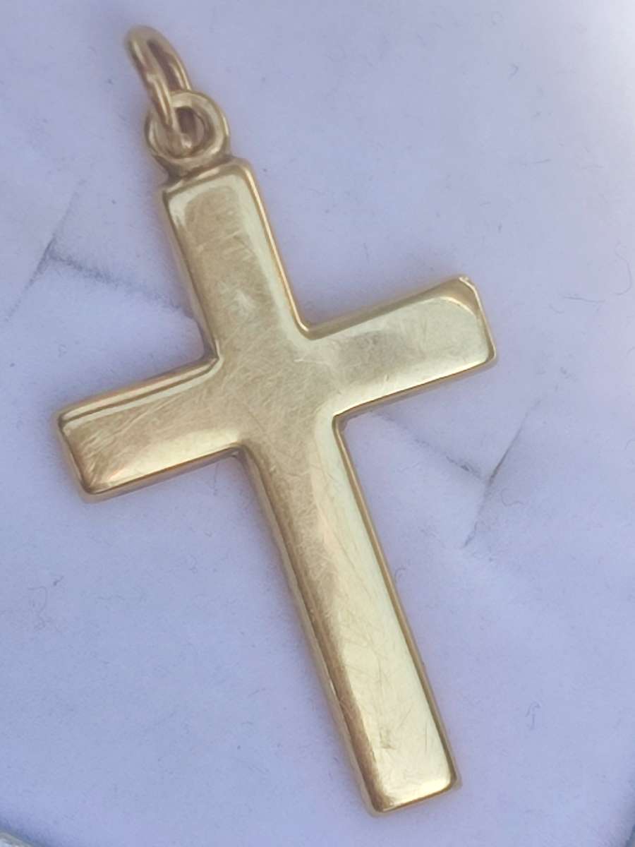 9ct Gold Solid Vintage Cross Pendant