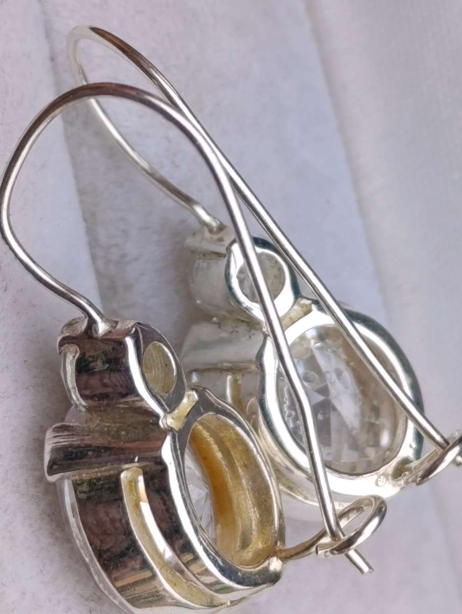 Sterling Two Stone Drop Earrings