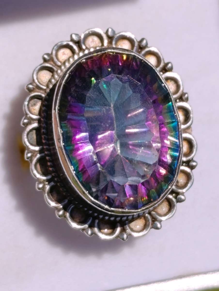 Sterling Vintage Mystic Topaz Ring