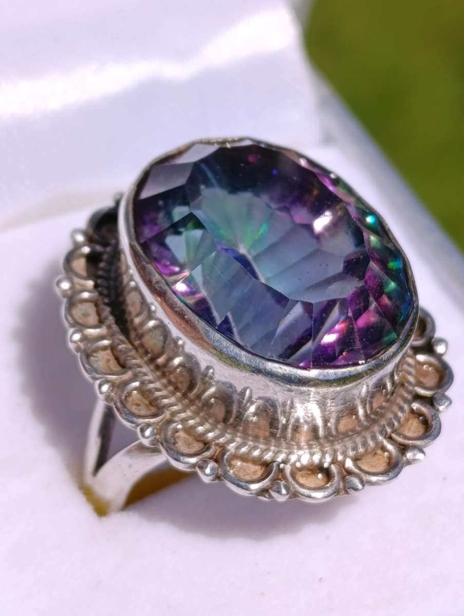 Sterling Vintage Mystic Topaz Ring